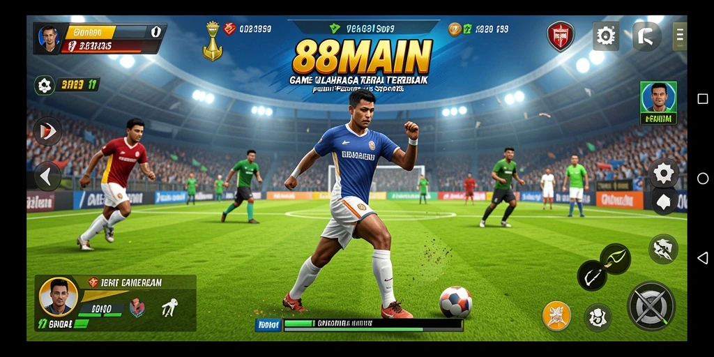 Screenshot gameplay 88MAIN menunjukkan aksi seru di lapangan olahraga.