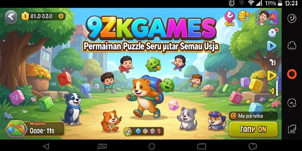 Tampilan gameplay seru dalam 9ZKGAMES dengan berbagai jenis puzzle.