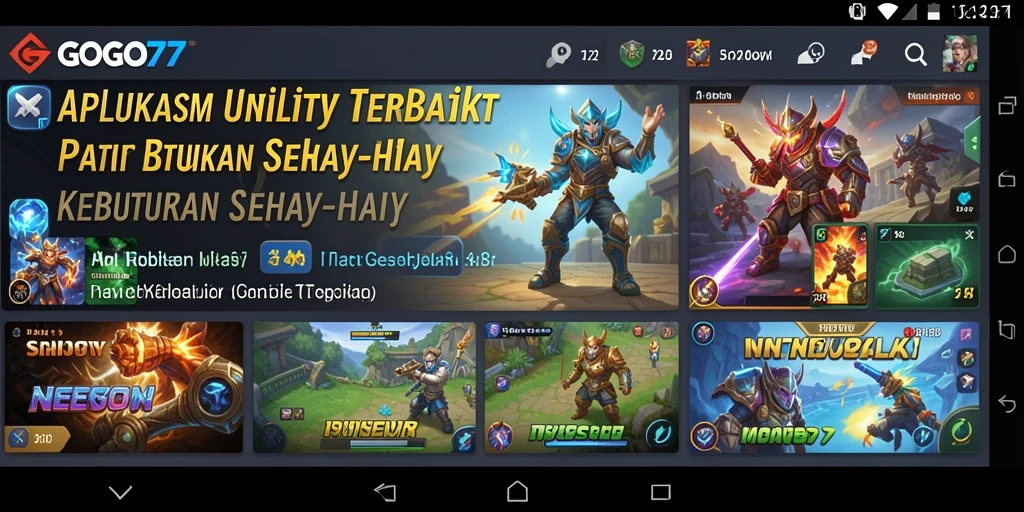 Tampilan aplikasi GOGO77 dengan fitur-fitur Utility yang lengkap.