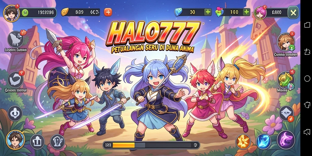 Screenshot main game HALO777 yang menunjukkan pertarungan karakter Anime.