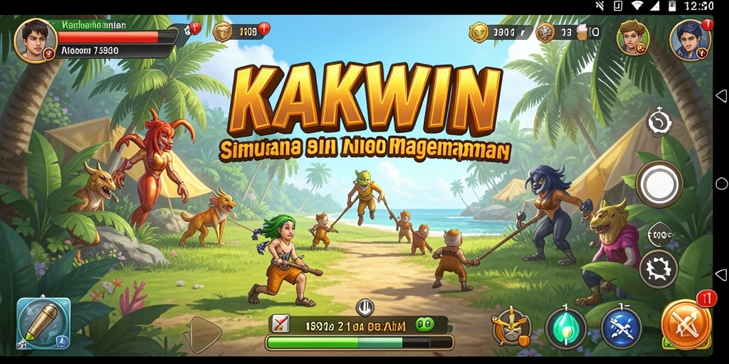 Tangkapan layar KAKWIN menampilkan aktivitas seru dalam simulasi kehidupan.