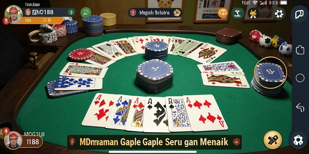 Screenshot gameplay seru dari MDG188 yang menampilkan suasana bermain Gaple.