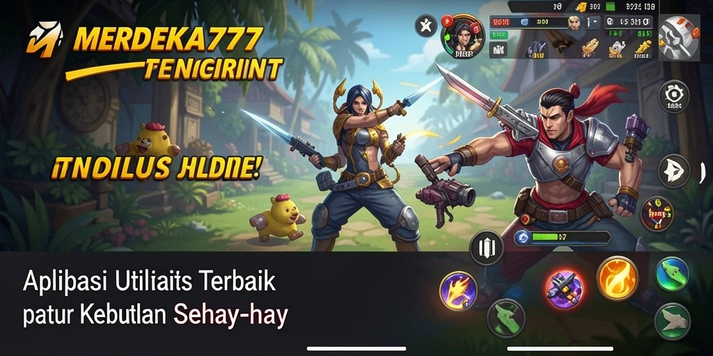 Tampilan utama aplikasi MERDEKA777 yang menunjukkan fitur utilitas.