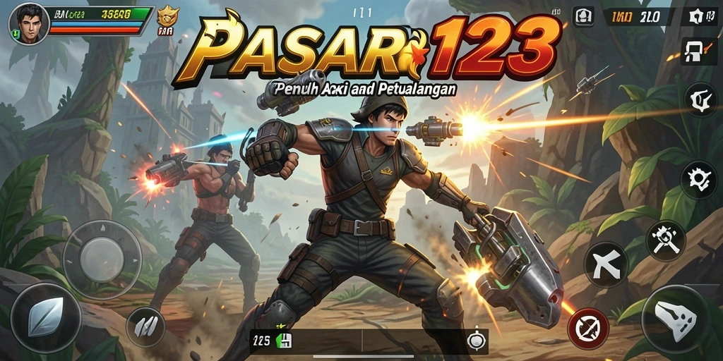 Tangkapan layar utama PASAR123 menampilkan aksi seru dan intens.