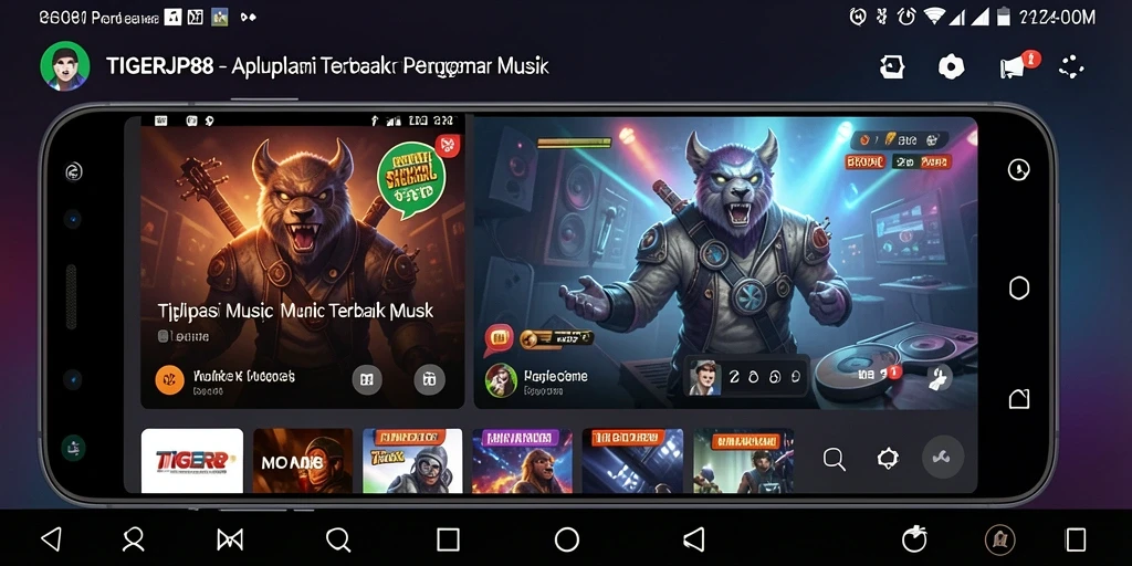 Screenshot gameplay TIGERJP88 menampilkan berbagai fitur musik interaktif.