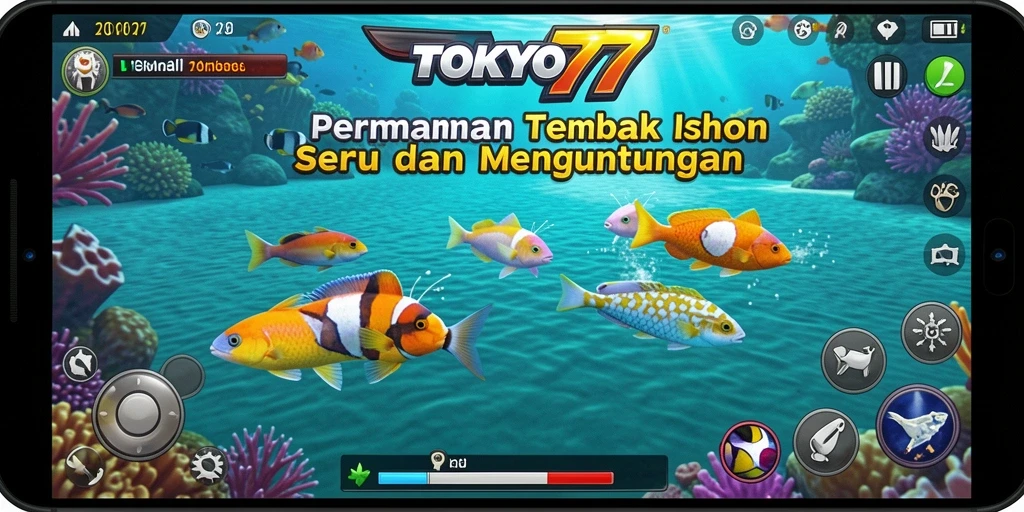 Screenshot gameplay Tembak Ikan menunjukkan aksi seru dalam menangkap ikan.