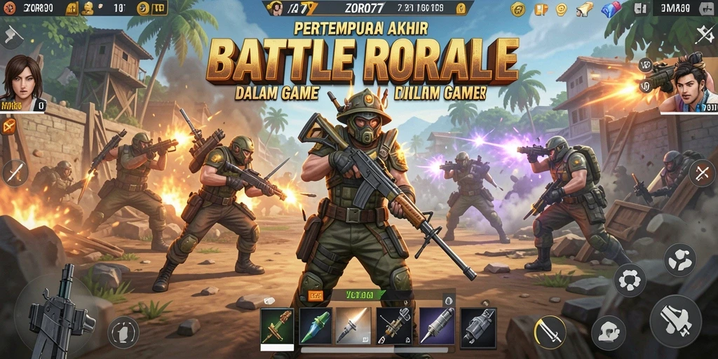 Gameplay seru dari ZORO77 dalam pertempuran Battle Royale.